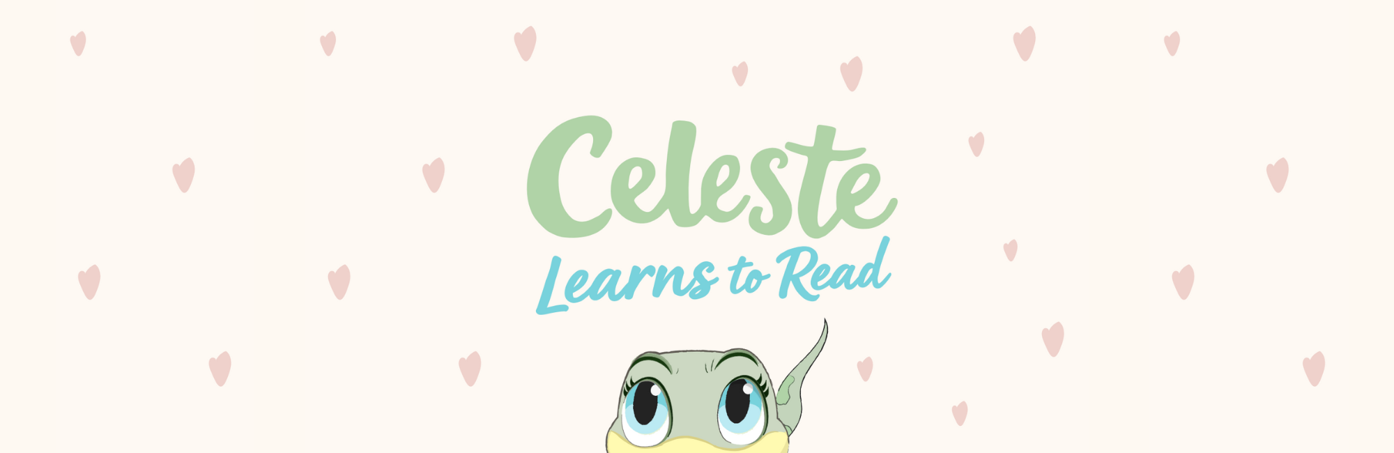 Celeste Learns to Reach because your child helps her with Celeste friendly green snake and hearts for the explanation of Why Celeste Learns Works